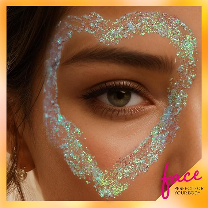 Teenitor Body Glitter, Holographic White Glitter, Body Glitter Body Makeup
