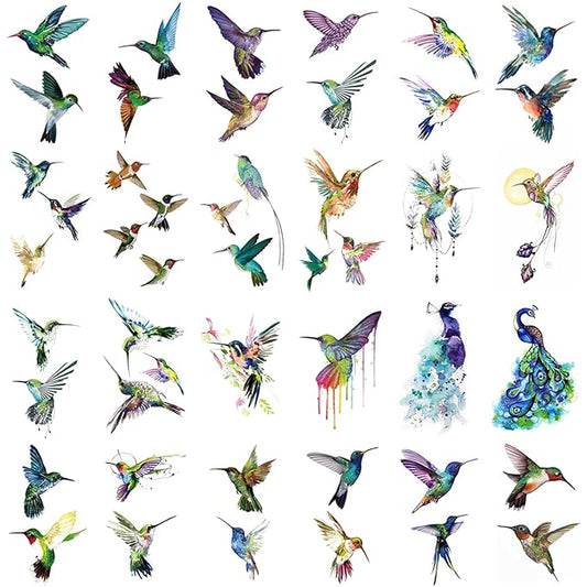 WEETUU 24 Sheets Hummingbird Temporary Tattoo for Women Stickers (T08)