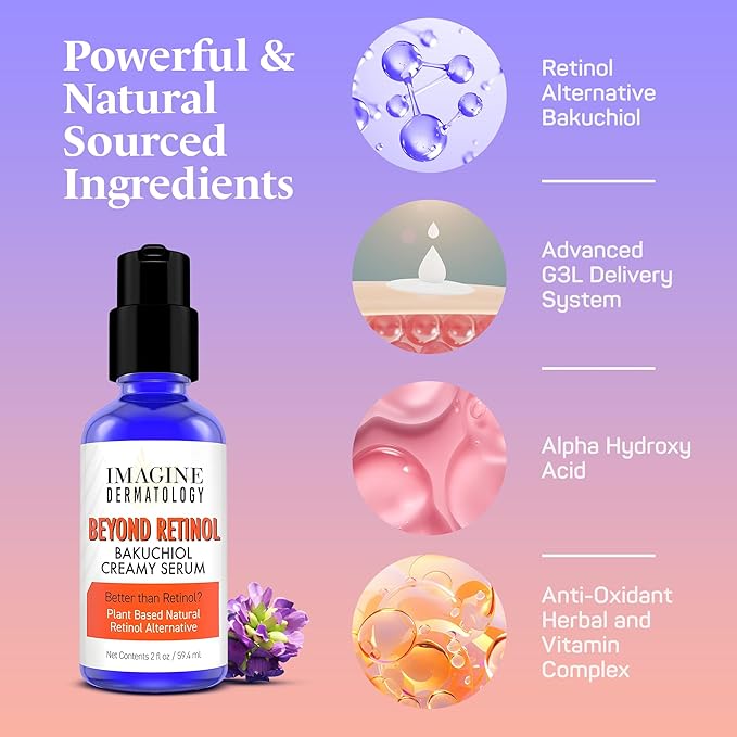 Beyond Retinol Bakuchiol Creamy Serum - G3L Delivery System for Anti-Aging & Anti Wrinkle - Bakuchiol Moisturizer, Bakuchiol Serum, Bakuchiol Retinol Alternative - Bakuchiol Oil, 2 fl oz/59.4 ml