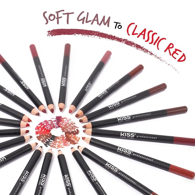 KISS New York Professional Slim Lip Pencil, Creamy Soft Lip Liner, Smooth Long-Lasting Rich Lip Color, Natural Lip Makeup, Water-Resistant Lip Crayon (Moulin Rouge)