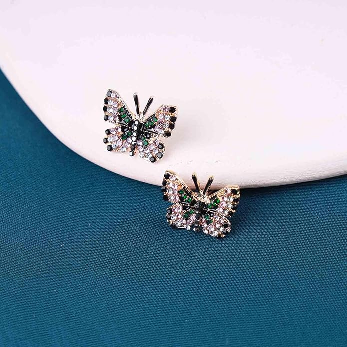 Tiny Butterfly Earrings Studs Vintage Crystal