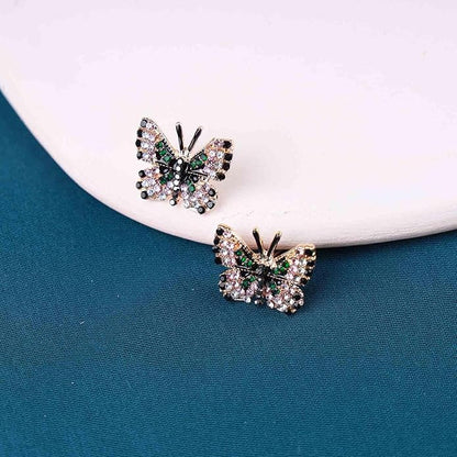 Tiny Butterfly Earrings Studs Vintage Crystal
