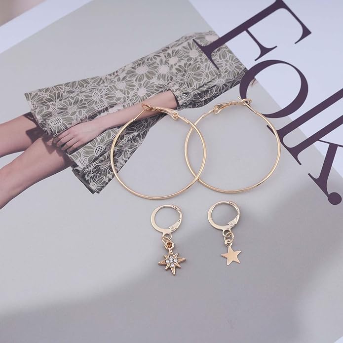 Vintage Exaggerated Circle Dangle Earrings Crystal