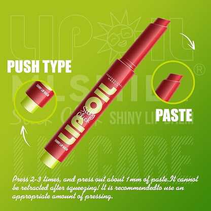 Red Lip Gloss Stick Moisturizing Lip Makeup Lip Plumper Gloss Lightweight Buildable Vegan Lipbalm Plumping Lipgloss For Women Girls Long-Lasting Dry Lip Care, 03#