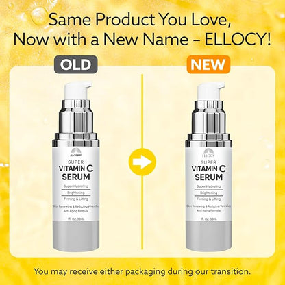 Super Vitamin C Serum for Women Over 70: Vitamin C Vitamin E Hyaluronic Acid Caffeine Hydrating - Hydrates Firms Lifts Smooths Targets Age Spots Wrinkle - All In One Formula for Mature Skin 30ml