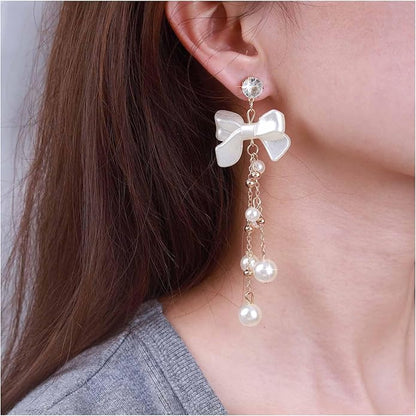 Vintage Crystal Pearl Drop Earrings Pearl