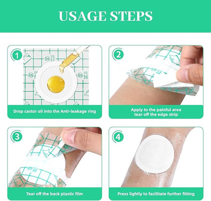 30 Pcs Disposable Clear Castor Oil Patches, Pu Film Waterproof Castor Oil Belly Button Patch, 3.2 x3.2'' Organic Cotton Pads Self-Adhesive, Hypoallergenic, Suitable for Navel, Abdomen, (Oil-Free)