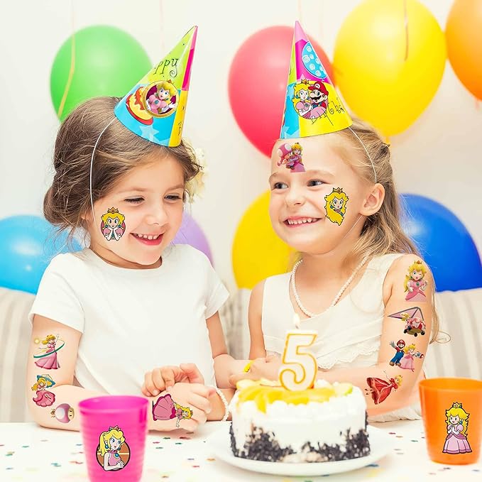 160PCS Peach Tattoo Sticker - Cartoon Princess Waterproof Girls