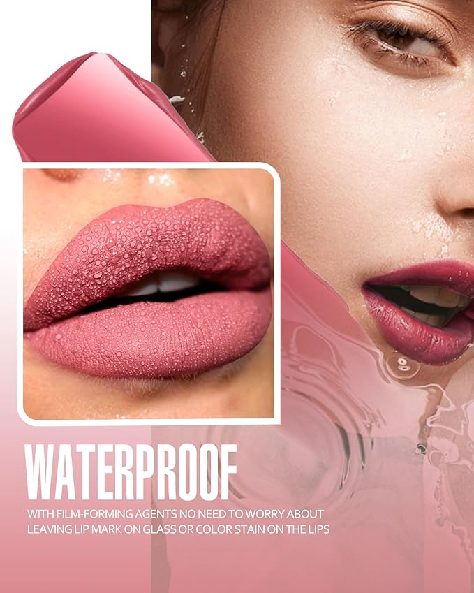 Brown Lipstick Matte, Nude Liquid Lipstick Long Lasting Long