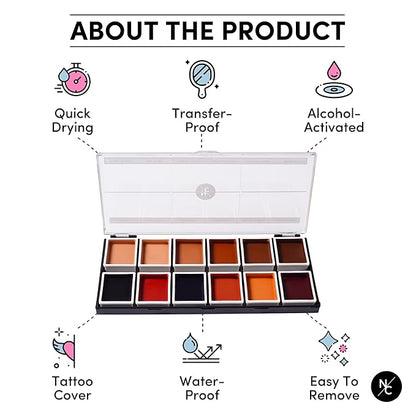 12 Color Dark Flesh Tone Alcohol Activated Makeup