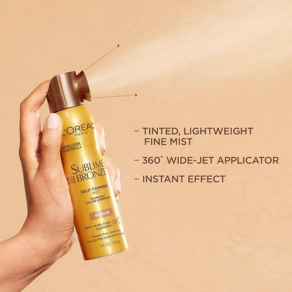 L'Oreal Paris, Sublime Bronze Self-Tanning Mist, Medium Natural Tan, Aerosol, 4.6 oz