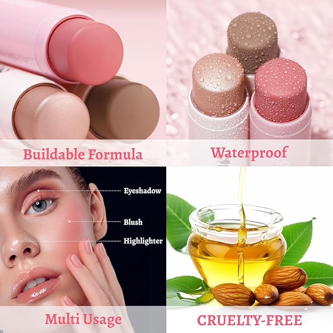 Face Stick Trio 3Pcs Multi Makeup Blush Highlighter