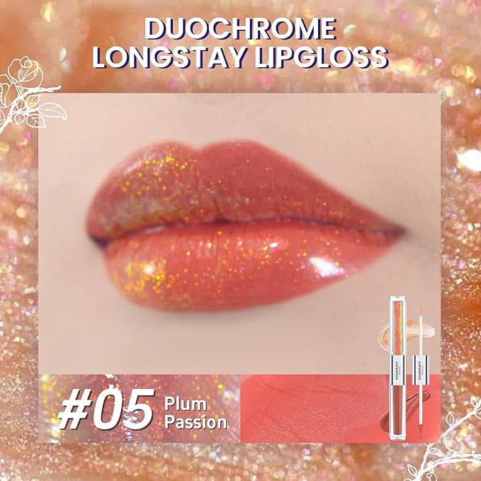 CHARMACY Multichrome Double Head Non-Stick Lip Gloss, Metallic Gloss,