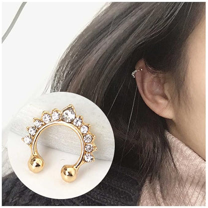 Boho Crystal Ear Cuff Earrings Gold