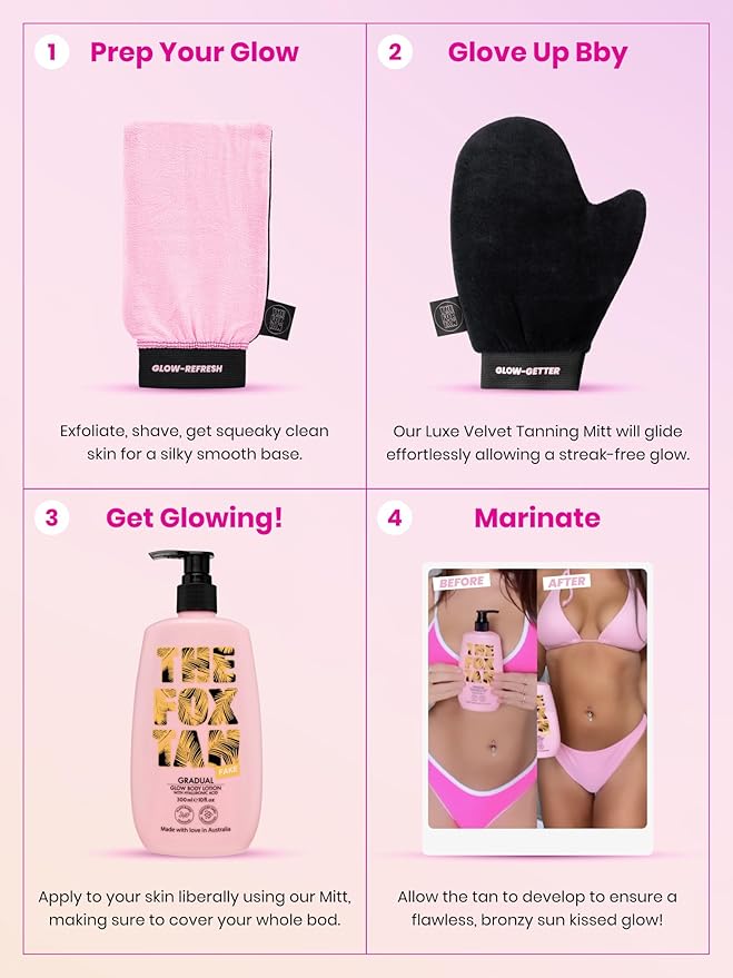 The Fox Tan Gradual Glow Body Lotion, Moisturizing Self-Tanning Lotion With Hyaluronic Acid For A Natural Streak-Free Tan, Vegan & Cruelty Free, 300mL