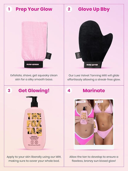 The Fox Tan Gradual Glow Body Lotion, Moisturizing Self-Tanning Lotion With Hyaluronic Acid For A Natural Streak-Free Tan, Vegan & Cruelty Free, 300mL