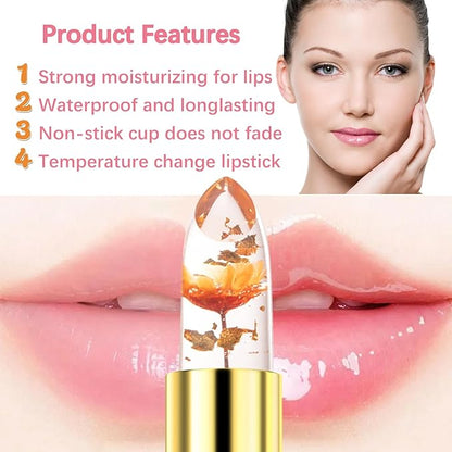 Lipstick for Women,Flower Jelly Lipstick Set,Temperature Change Moisturizer Change
