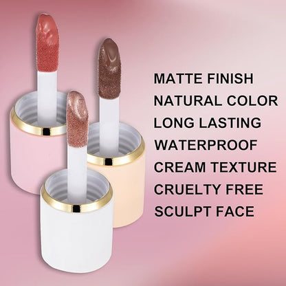 3Pcs Liquid Contour Makeup Trio with Bronzer Shade,