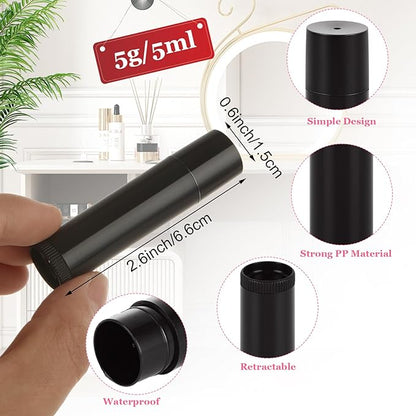 100 Pack Empty Lip Balm Tubes, Black