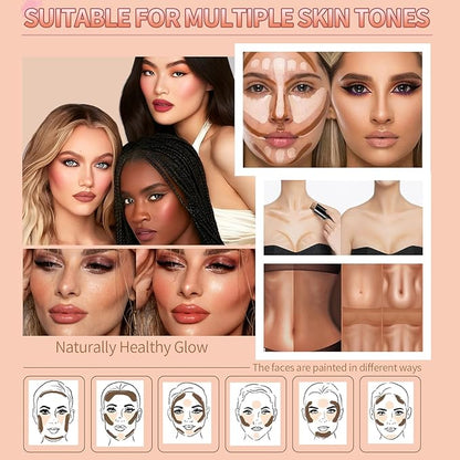 3pcs Face Contour Stick, Highlighter Stick Blush Stick Teen Girls