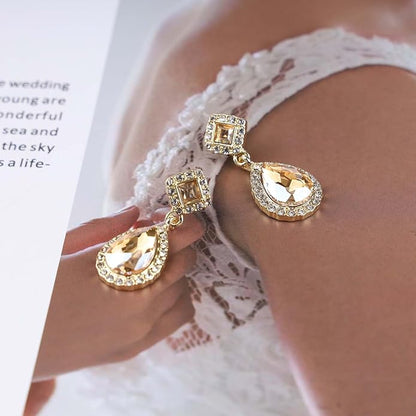 Vintage Crystal Teardrop Earrings Rhinestone Drop Earrings Sparkly