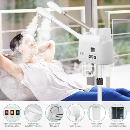 face steamer for hot and cold, Face Steamer with More Steam, Adjustable Height for Face Steamer Suitable for Personal Home and Professional Personal Care Places, Moisturizing or Hydrating.