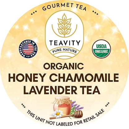 Organic Chamomile and Lavender Tea Pods for Keurig - Decaffeinated Tea for Keurig K Cups - Honey Chamomile Lavender by Teavity (24 Tea Pods)