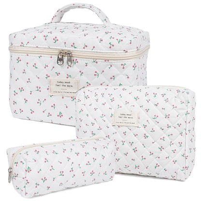 Makeup bag, quilted makeup bag,large