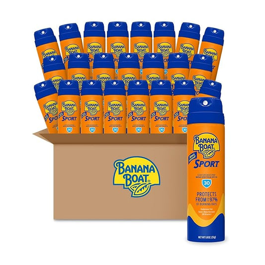 Banana Boat Sport Ultra SPF 30 Sunscreen Spray, 1.8oz | Travel Size Sunscreen SPF 30, Banana Boat Sunscreen Spray SPF 30, Spray On Sunscreen, Mini Sunscreen, 1.8oz, (Pack of 24)