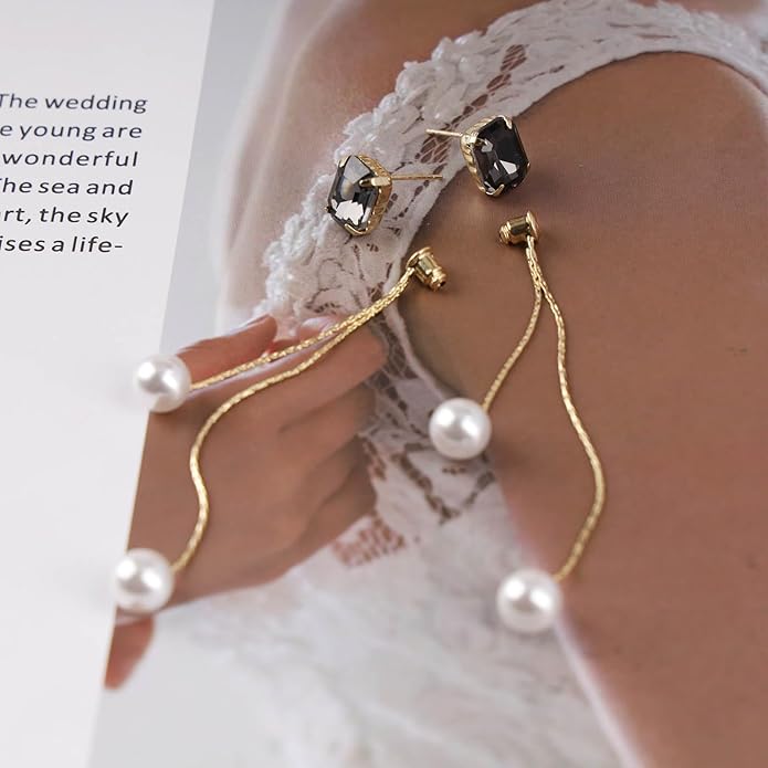 Vintage Black Crystal Pearl Drop Earrings