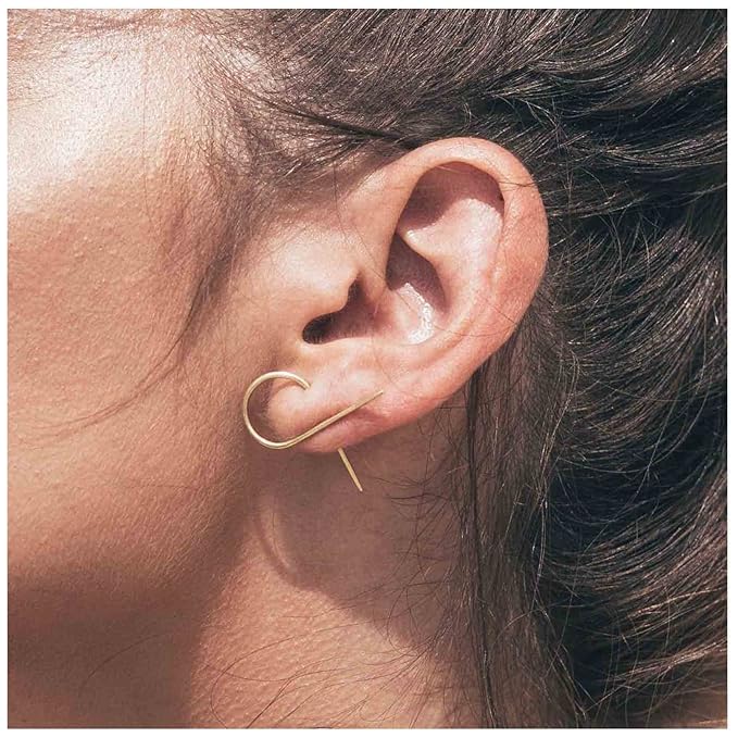 Cross Arc Threader Earrings Gold Wire