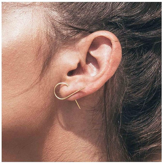 Cross Arc Threader Earrings Gold Wire