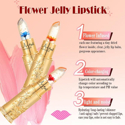 Flower Jelly Lipstick Set Temperature Change Moisturizer Long Change