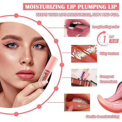 4PCS Shimmer Lip Gloss Set,Moisturizing Lip Plumping Lip Gloss Liquid Lipstick Set,Lip Stain Long Lasting Non-Stick Lip Gloss Set,High Shine Lip Glaze Lipgloss Makeup Set for Women