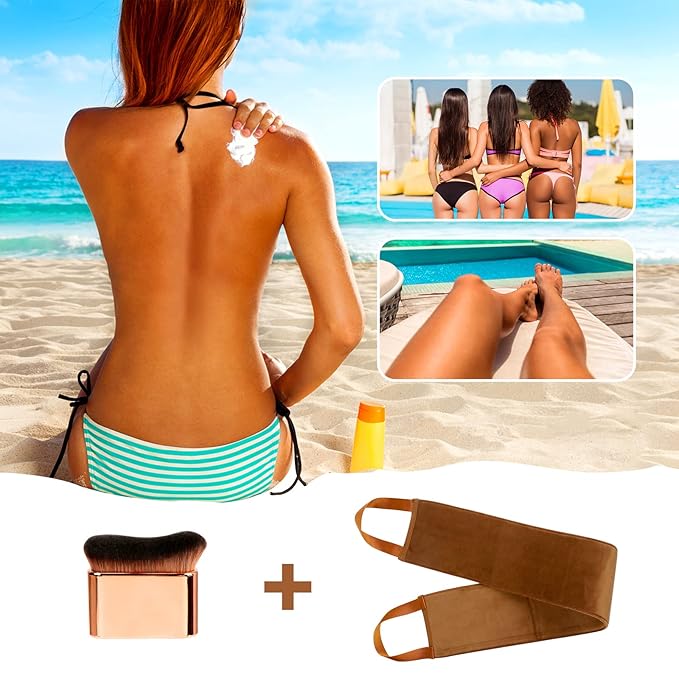 Yoseng 2-in-1 Self Tanner Brush Kit - For a Flawless and Easy Self-Tanning Experience