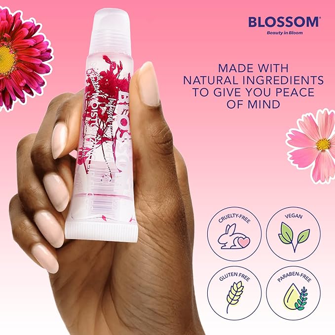 Blossom Scented Moisturizing Lip Gloss Tubes, Infused with Real Flowers, 0.3 fl. oz/9ml, Caramel Apple