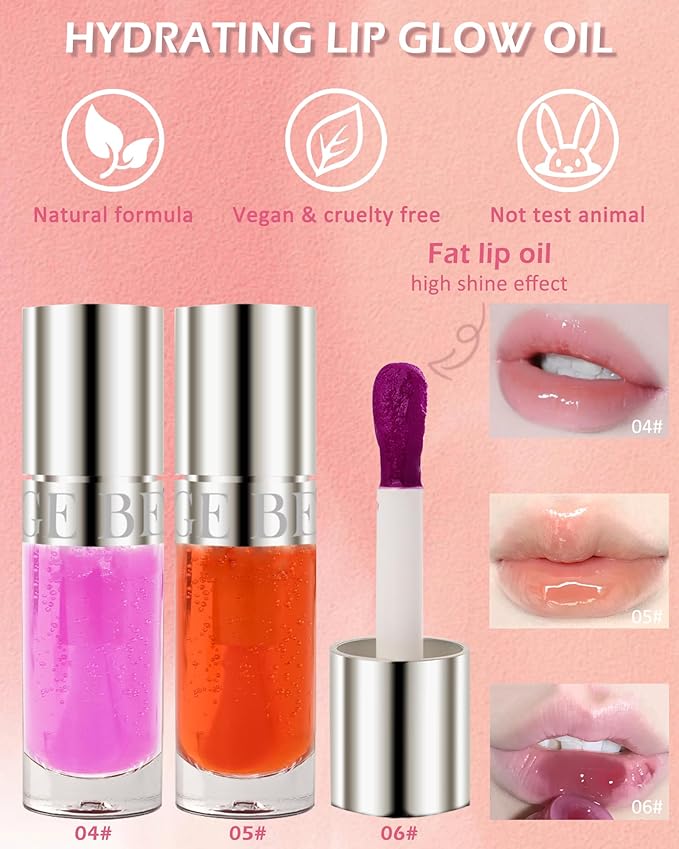 Lip Glow Oil Kit-3 Colors Moisturizing Tinted Lip Glow