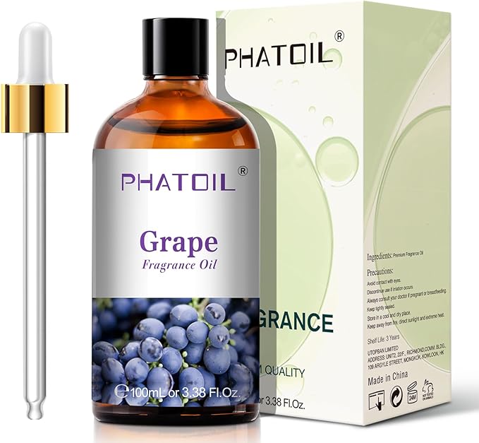 3.38FL.OZ Grape Fragrance Oils for Aromatherapy, Essential Oils for Diffusers for Home, Perfect for Diffuser, Yoga, Skin Care, DIY Candle and Soap Making - 100ml