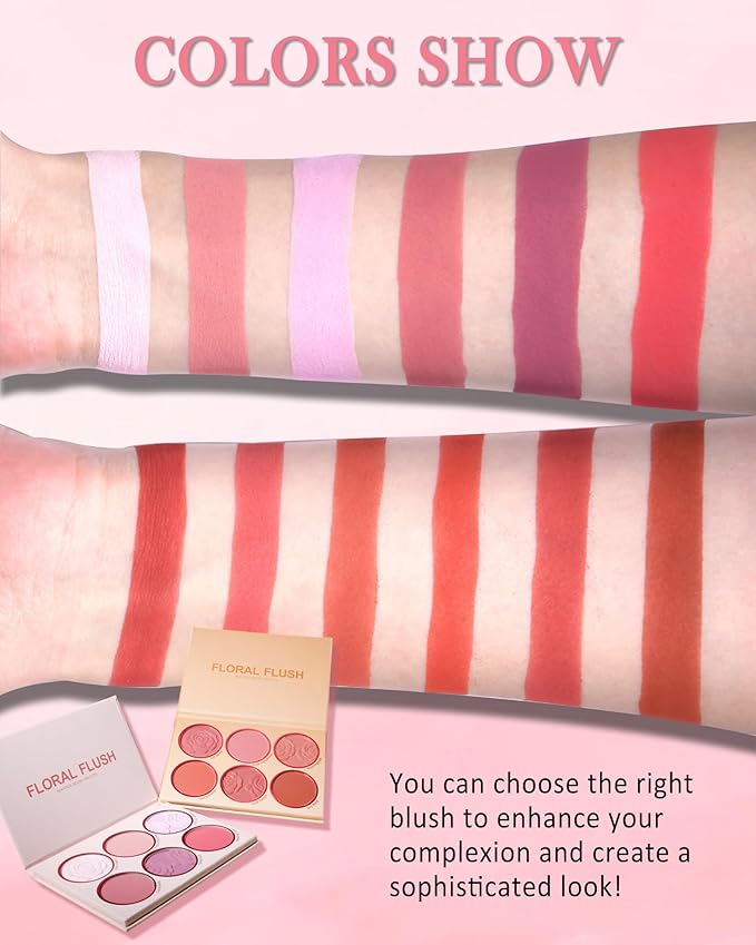 Matte Rose Face Blush Palette Kit with Brush-6