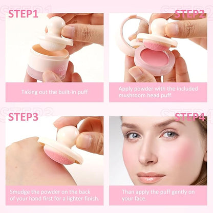 Boobeen Blush Compact for Face, Matte Powder Blush Natural Glowing