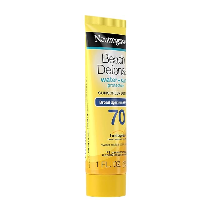 Neutrogena Beach Defense Water Resistant Sunscreen Body Lotion with Broad Spectrum SPF 70, Oil-Free and Fast-Absorbing, 1 Fl Oz (Pack of 48)