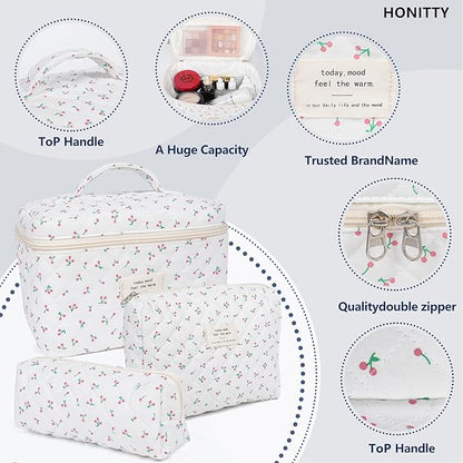 Makeup bag, quilted makeup bag,large