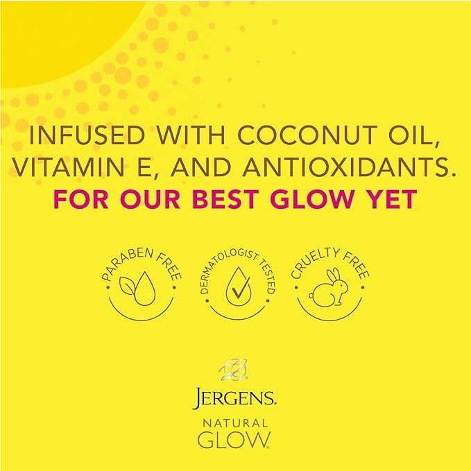 Jergens Natural Glow 3-Day Self Tanner for Medium to Deep Skin Tone, Sunless Tanning Daily Moisturizer, for Streak-free and Natural-Looking Color, 10 oz