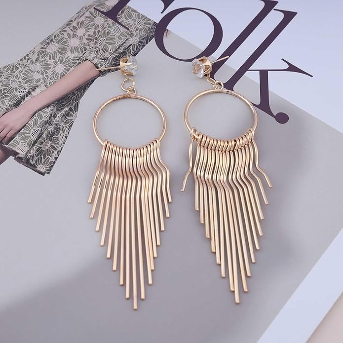 Boho Circle Bar Drop Earrings Hollow