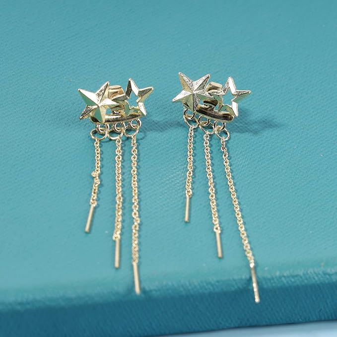Boho Star Ear Jacket Earrings Gold