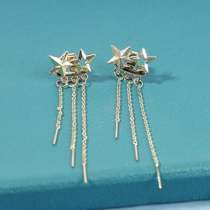 Boho Star Ear Jacket Earrings Gold