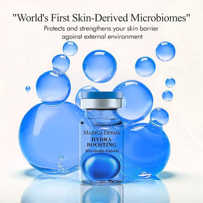 MADECA DERMA Hydra Boosting Microbiome Ampoule – Deep Hydration with Hyaluronic Acid & Panthenol, Korean Skincare for Intense Moisture, Skin Barrier Repair & Plumping (0.23 fl oz x 5 Bottles)