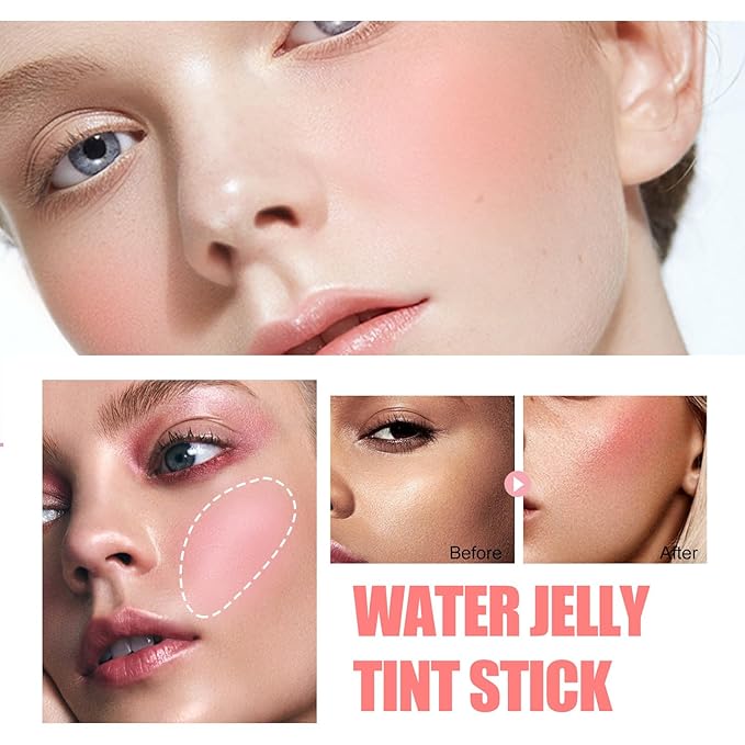 Milk Jelly Blush, Moisturizing, Milk Cooling Water Jelly Tint Sheer Lip & Cheek Stain Makeup Jelly Blush Stick.(Berry)
