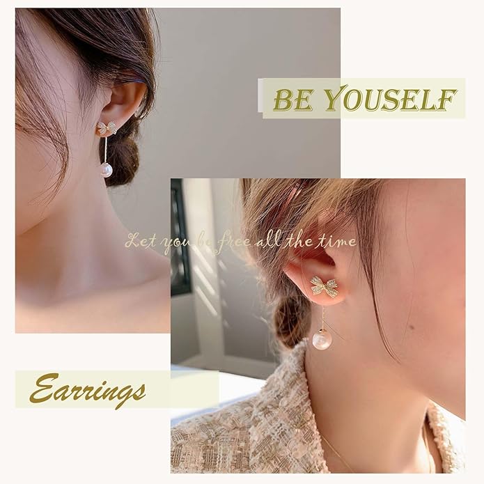 Boho Pearl Tassel Drop Earrings Vintage