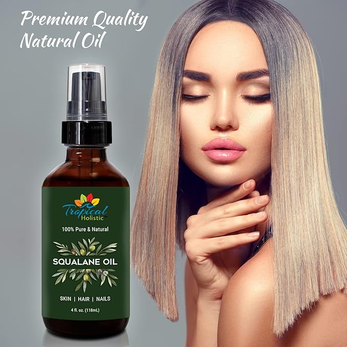 100% Squalane Oil - Pure Plant Derived Vegan All Body Moisturizing Serum (4oz / 118mL) - Ideal Squalane Oil for Face, Body, Hair & Nails